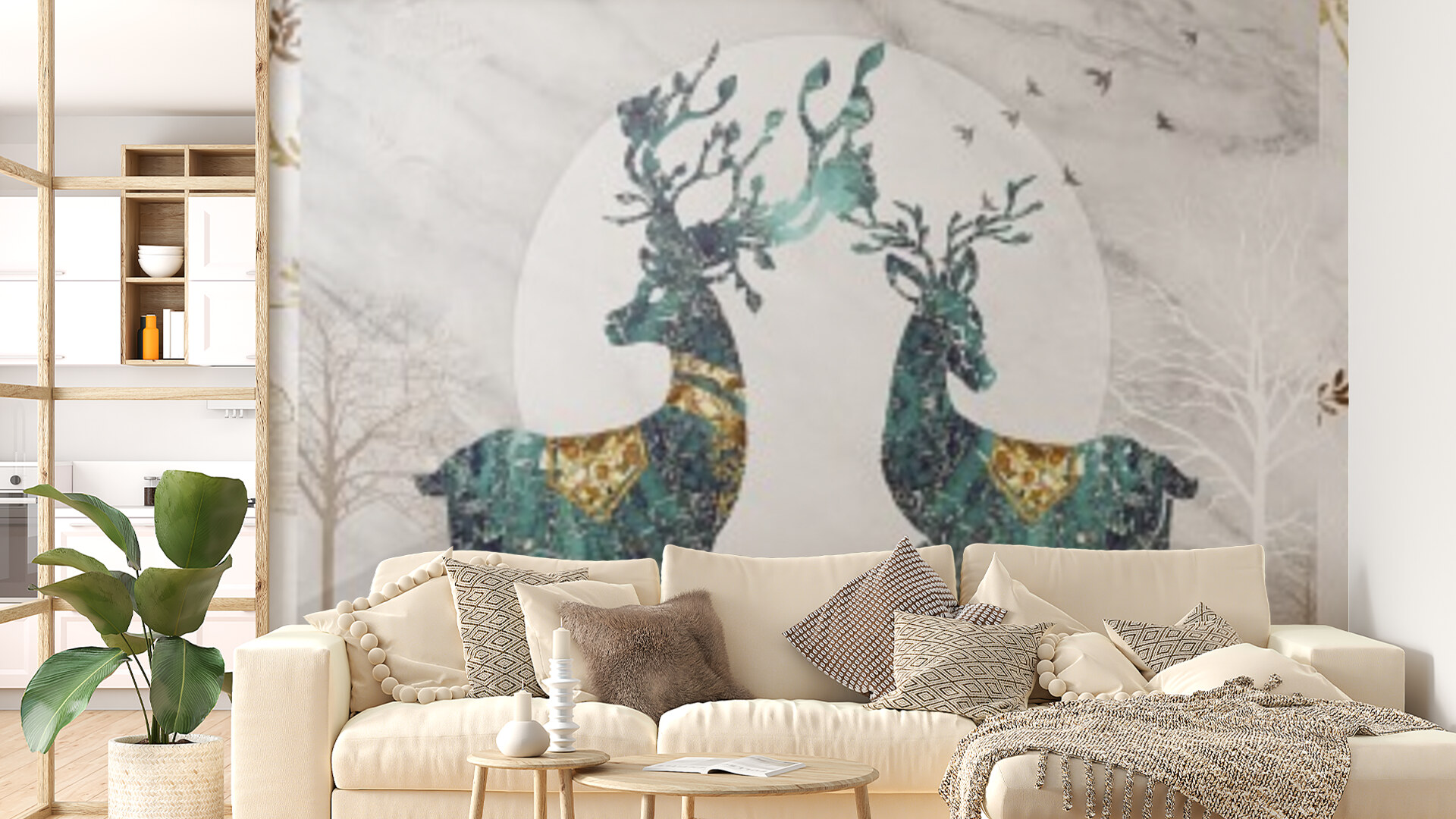 Golden Ginkgo and Mystical Stags