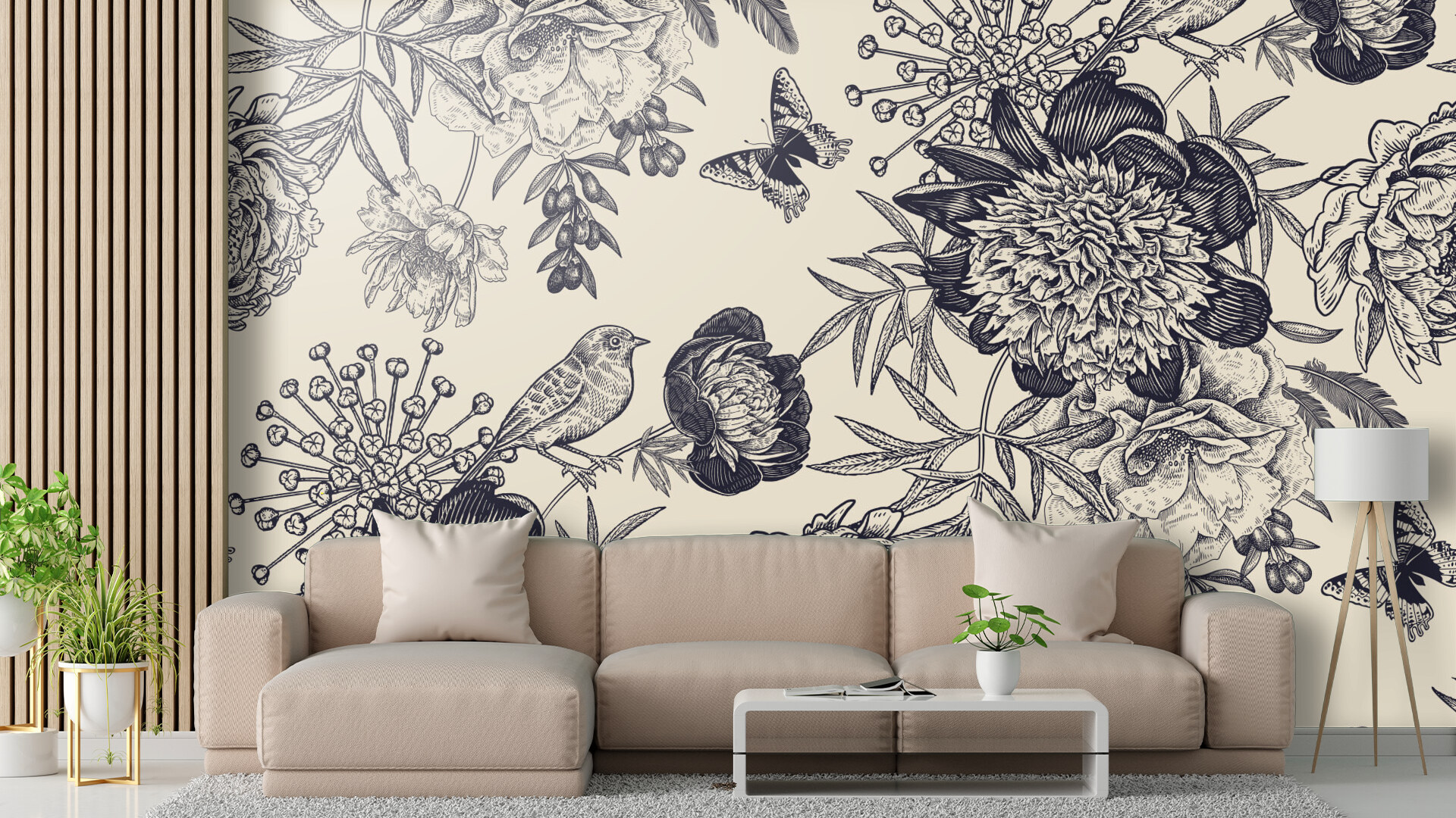 Monochrome Floral and Fauna Art