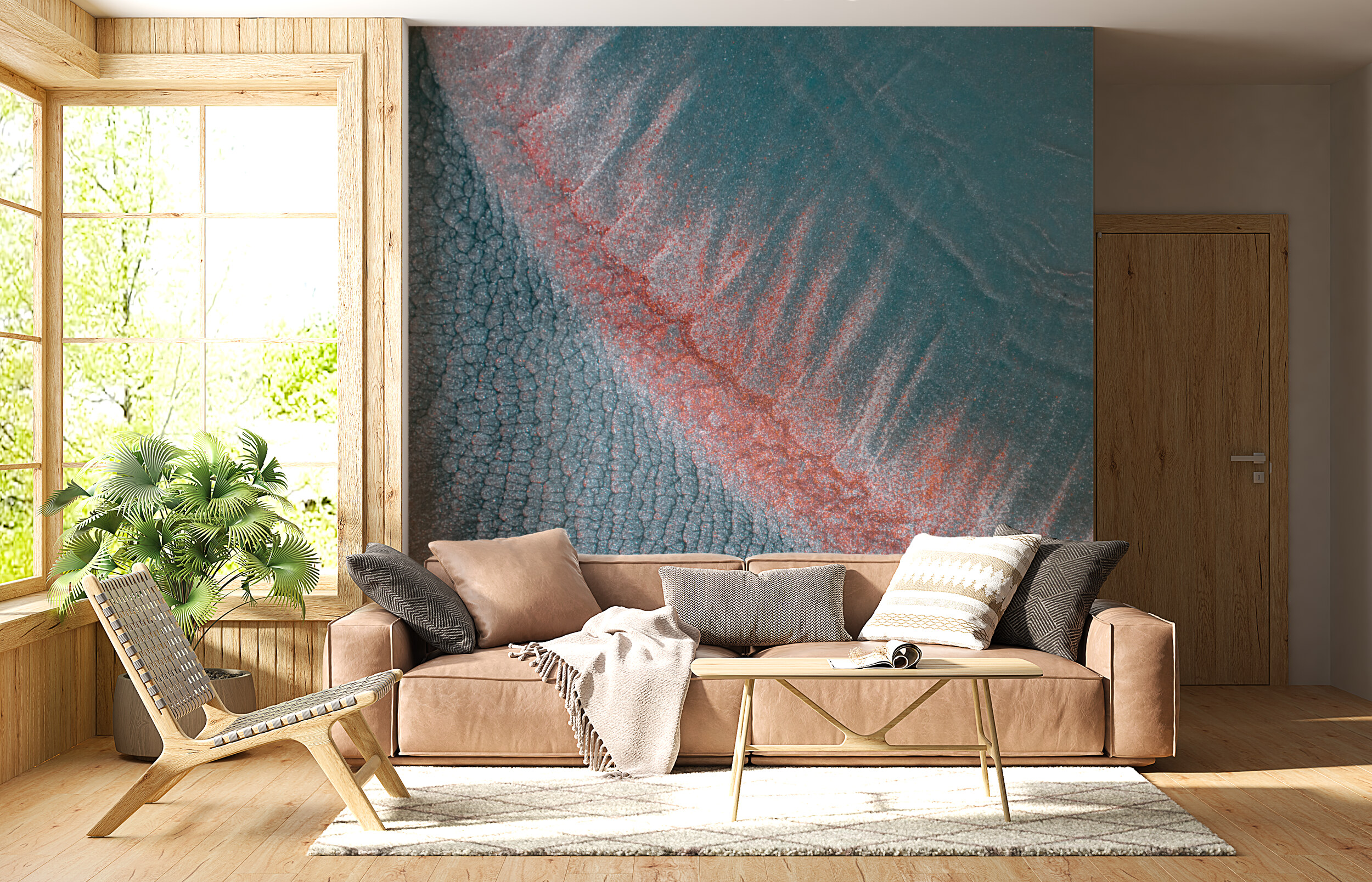 Crimson and Slate Textured Waves