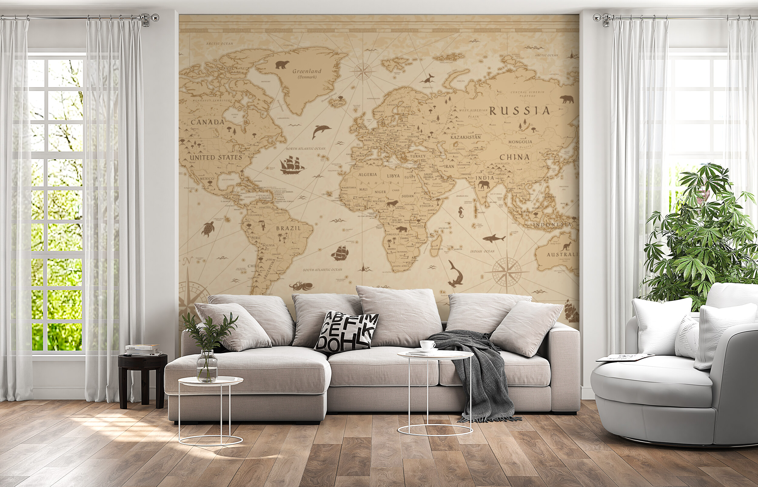 Vintage World Map Wall Mural