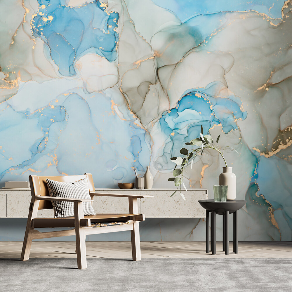Azure Gold Marble Elegance