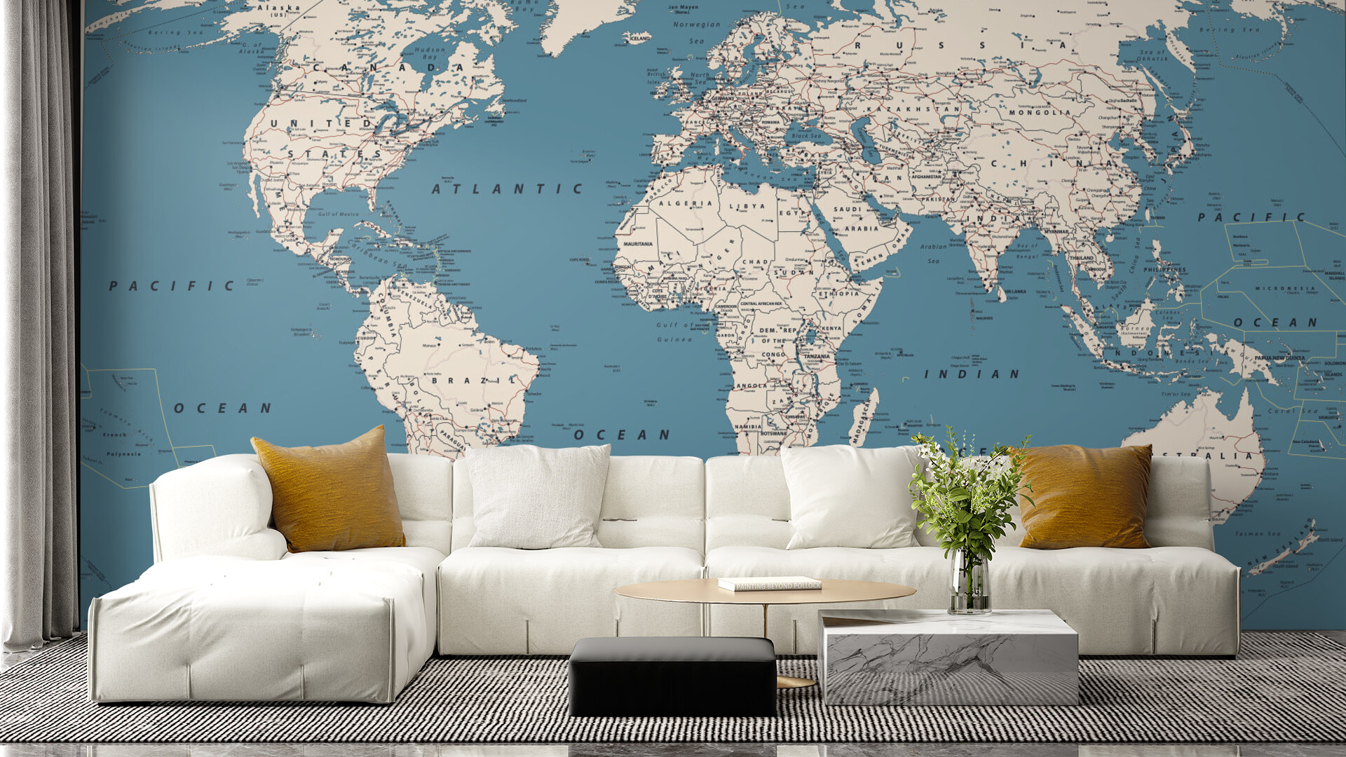 Vintage World Map Mural