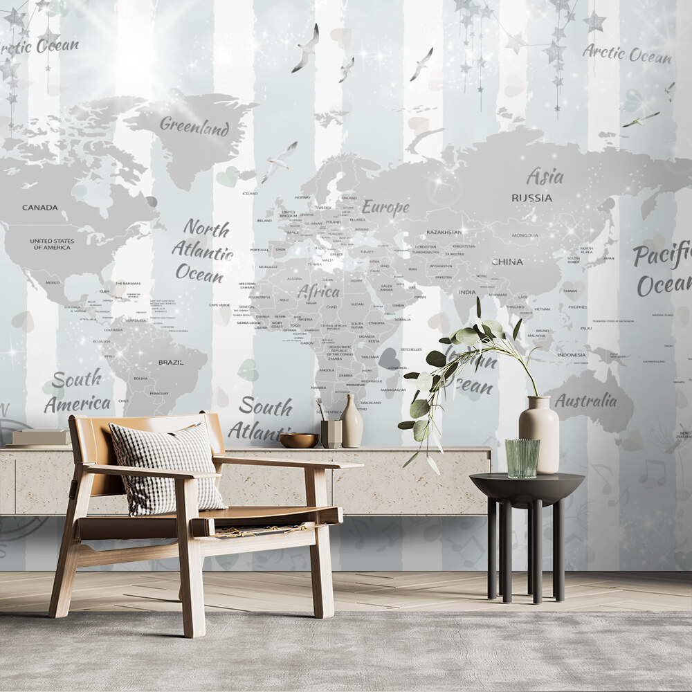 Worldly Wonders Map Wallpaper