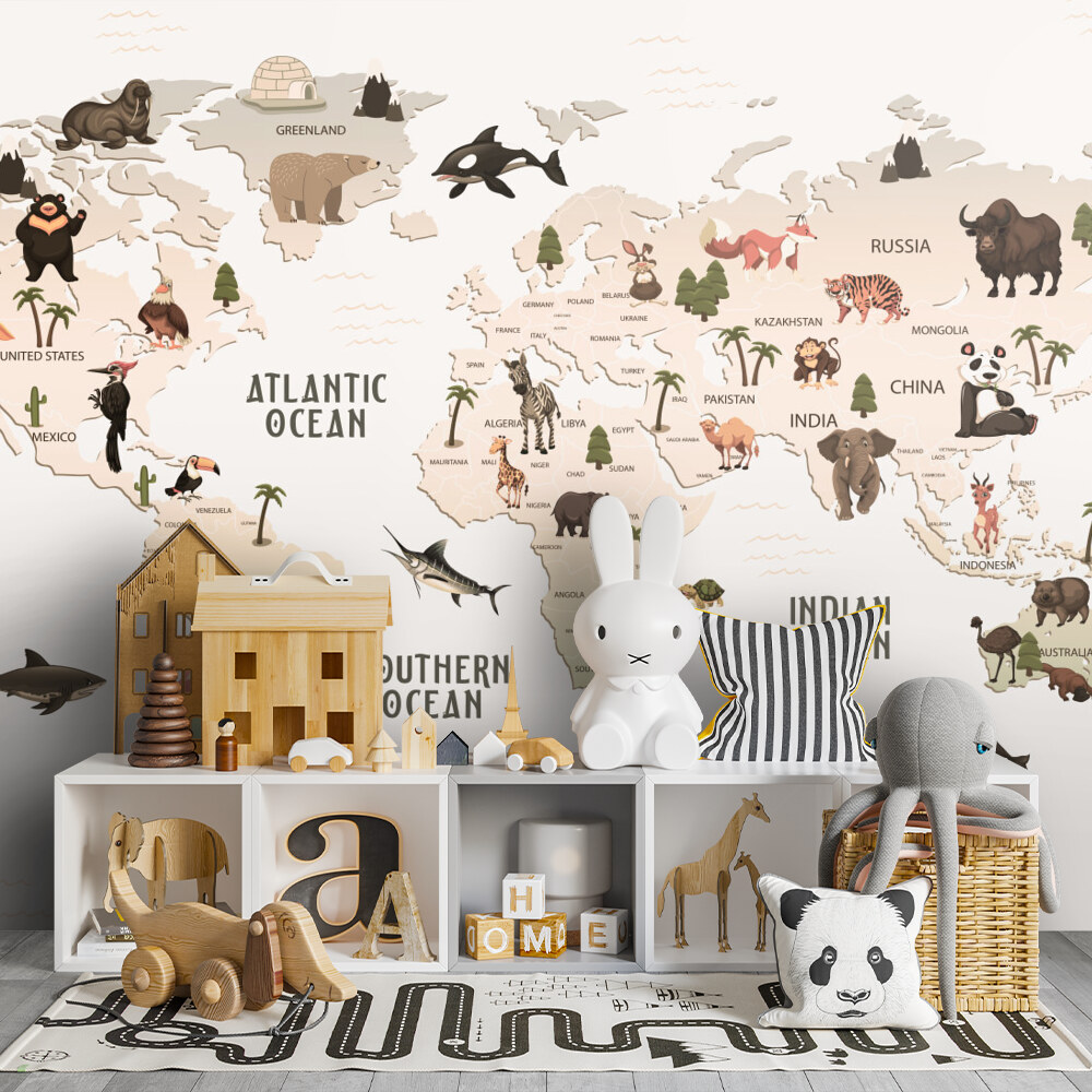 Animal World Map Wallpaper