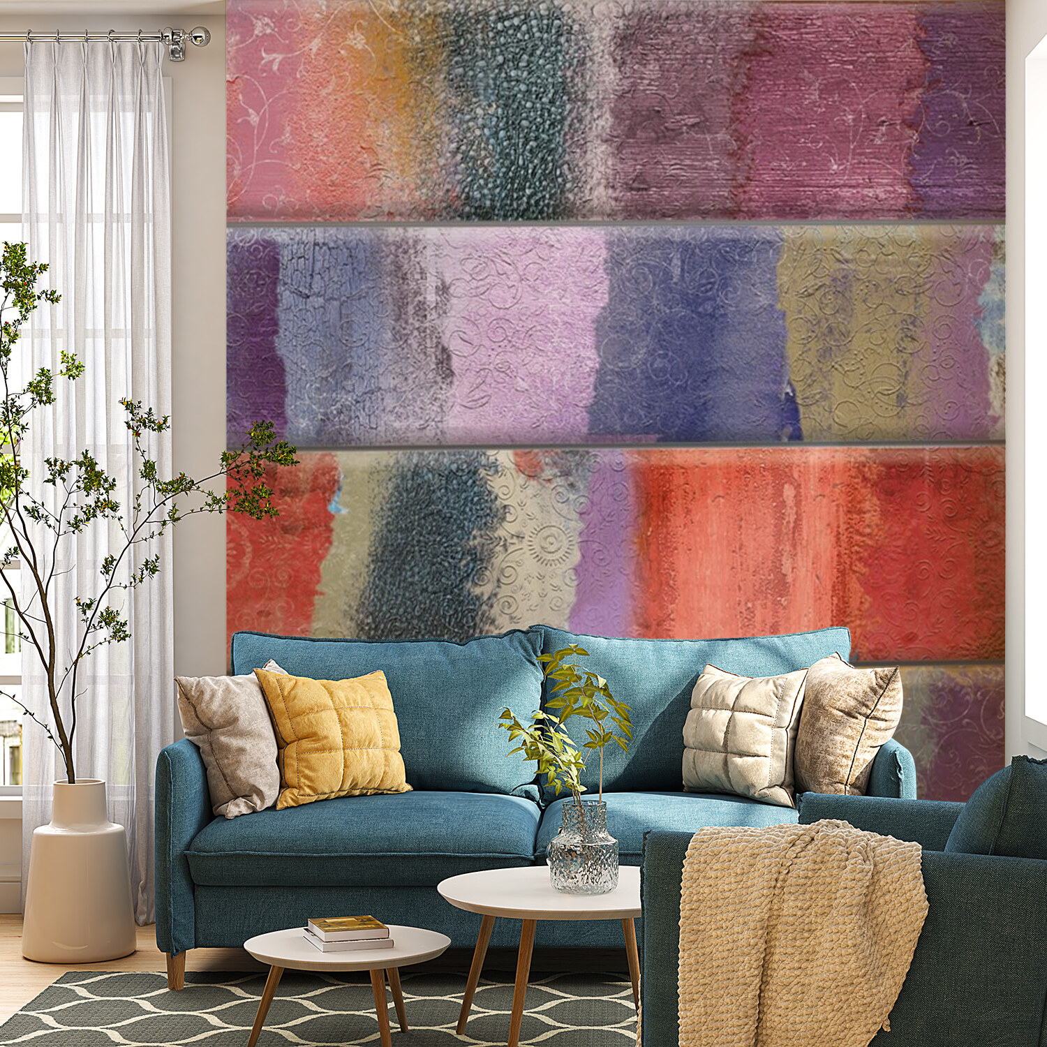 Textured Color Bands Mural