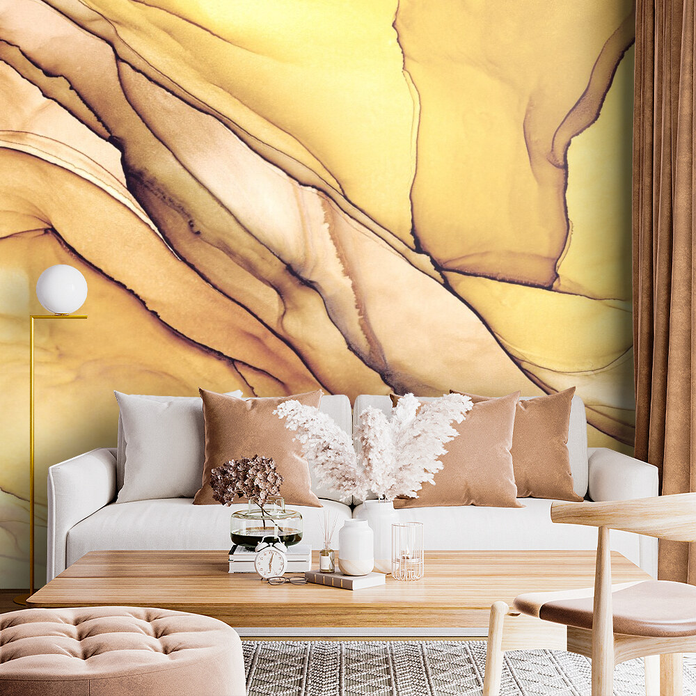 Golden Swirls Abstract Art