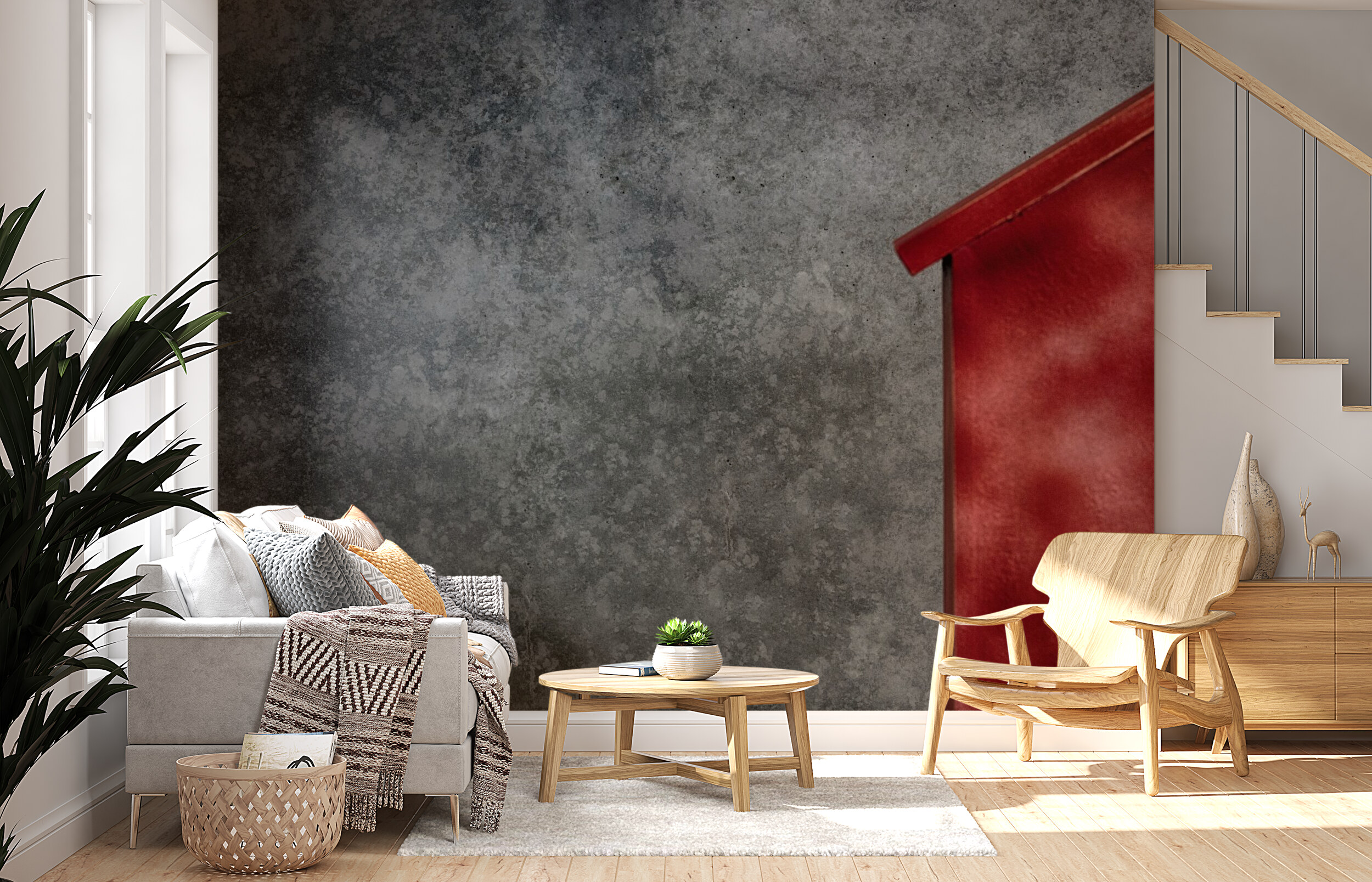 Industrial Grunge with Red Accent