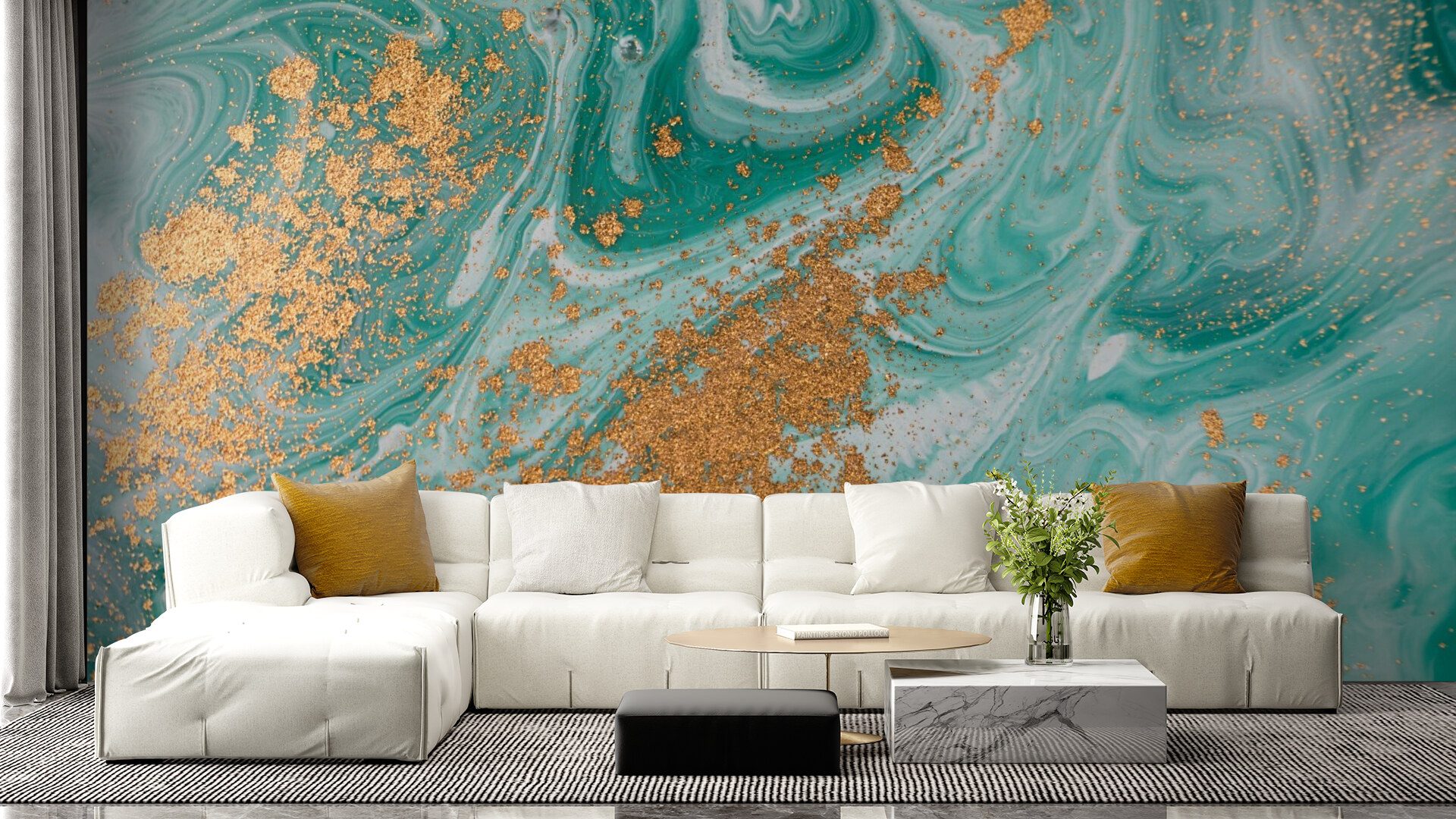 Turquoise Swirl with Golden Flecks