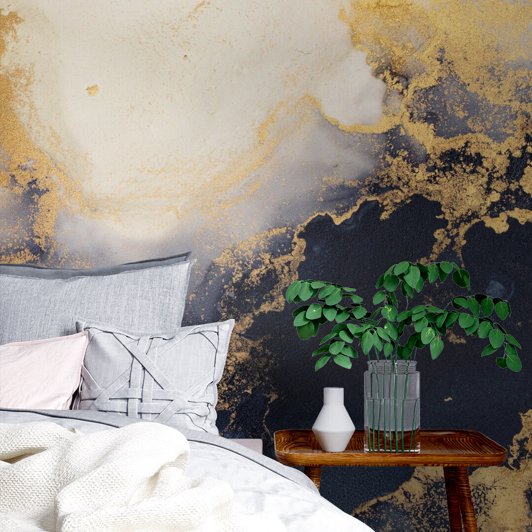 Golden Veins Abstract Mural