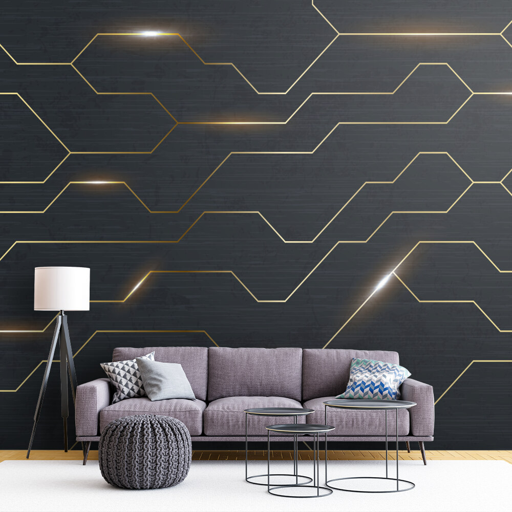 Golden Lines Geometric Wallpaper