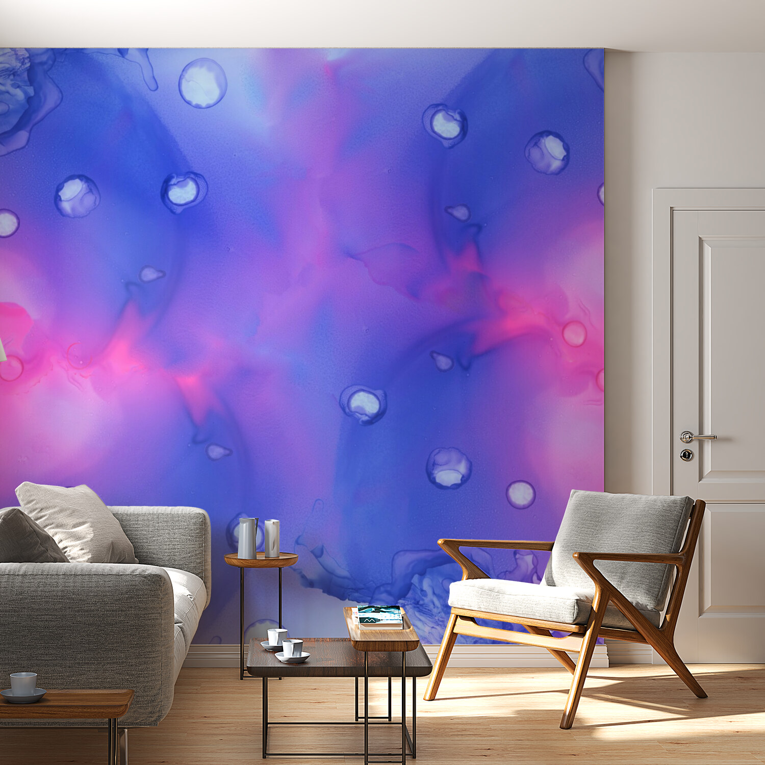 Ethereal Blue and Pink Fluid Art