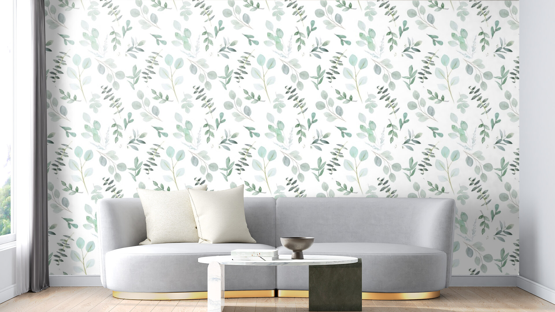 Serene Green Leafy Watercolor