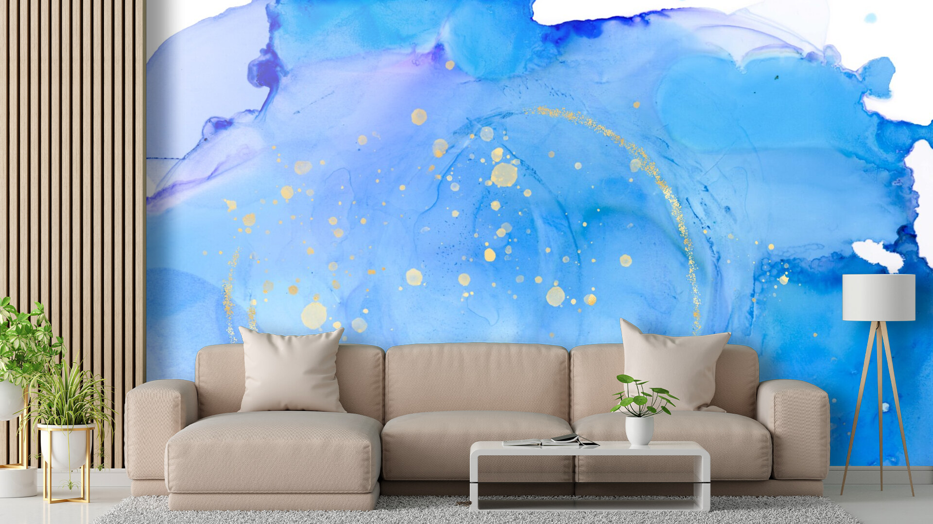 Celestial Blue and Gold Swirls