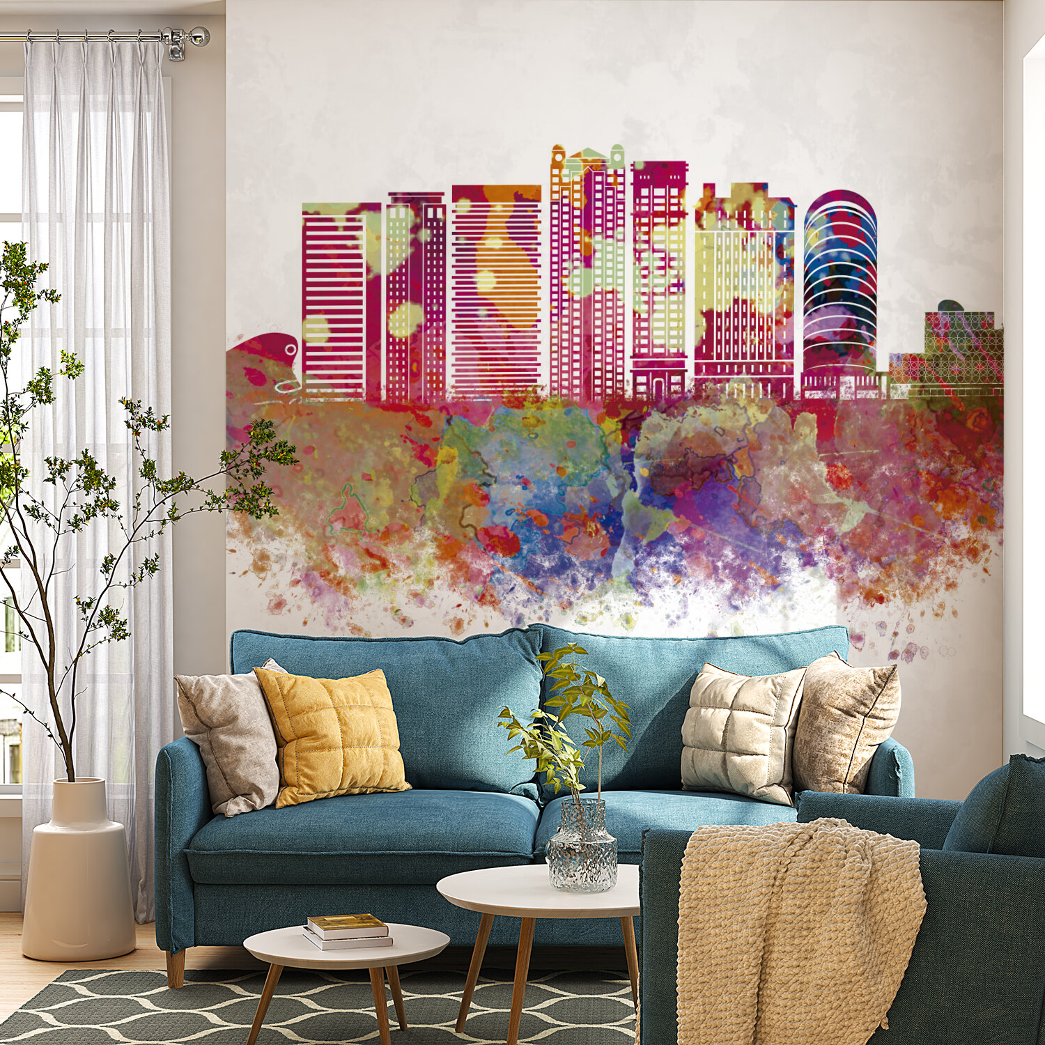 Colorful Birmingham Skyline