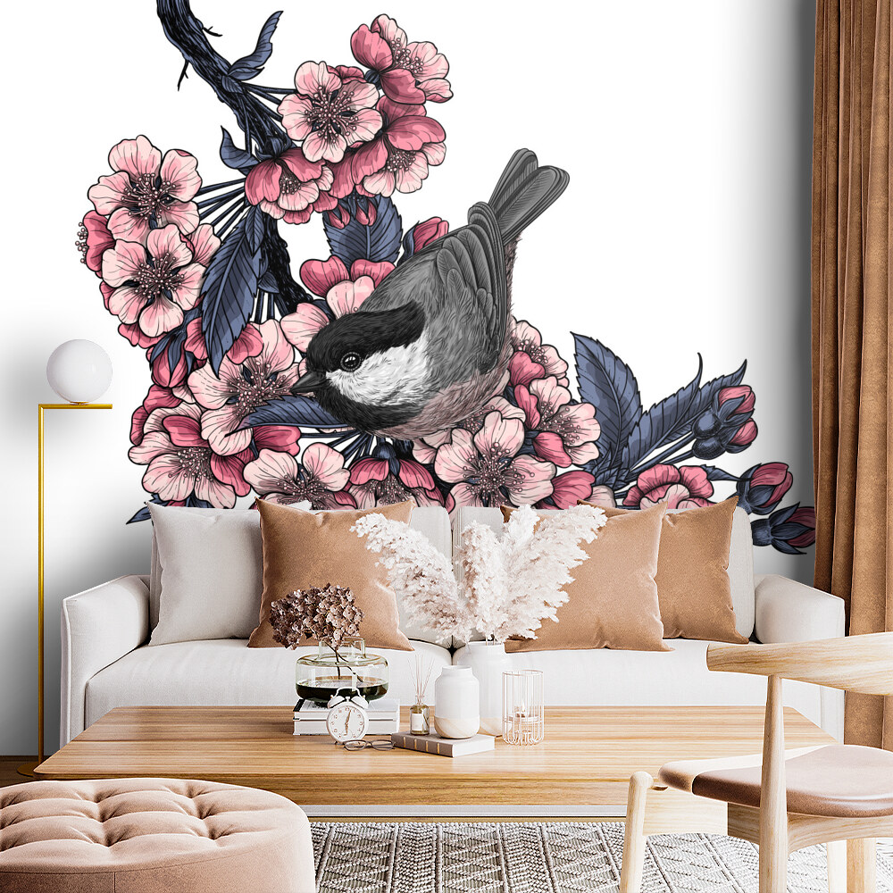 Cherry Blossom and Bird Mural