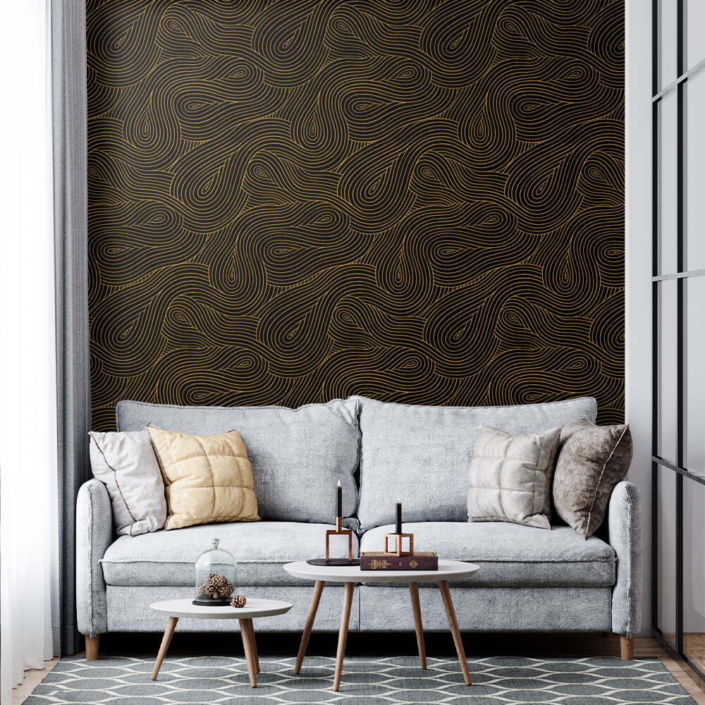 Golden Waves Abstract Wallpaper