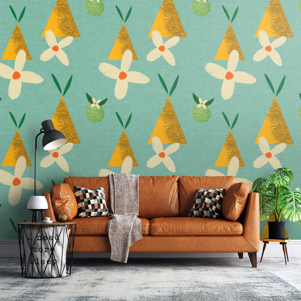 Tropical Breeze Geometric Wallpaper