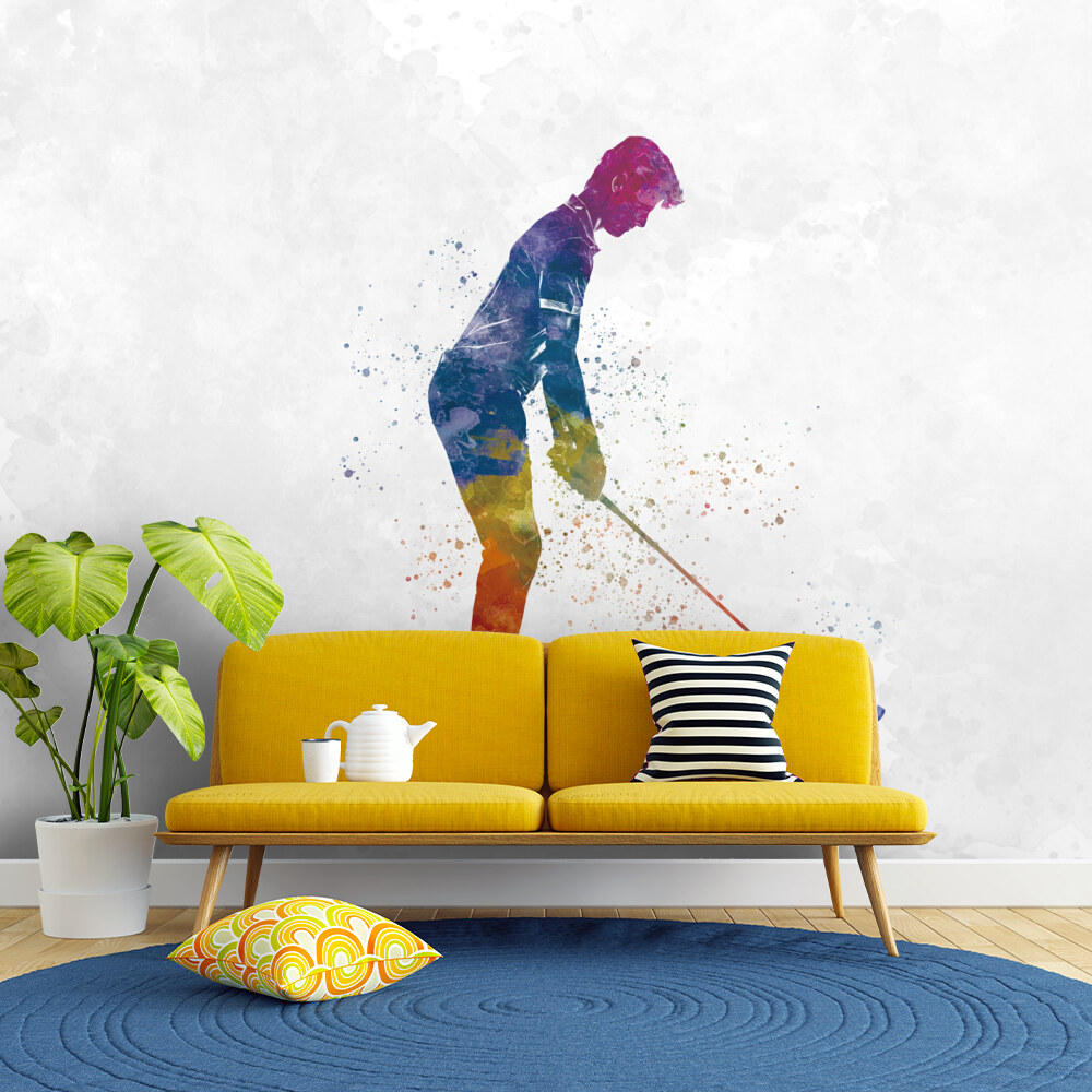Vibrant Golfer Silhouette