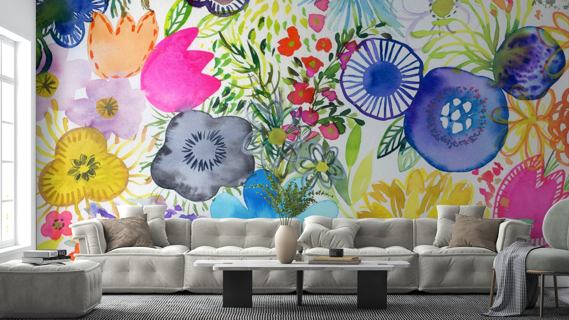 Vibrant Watercolor Garden