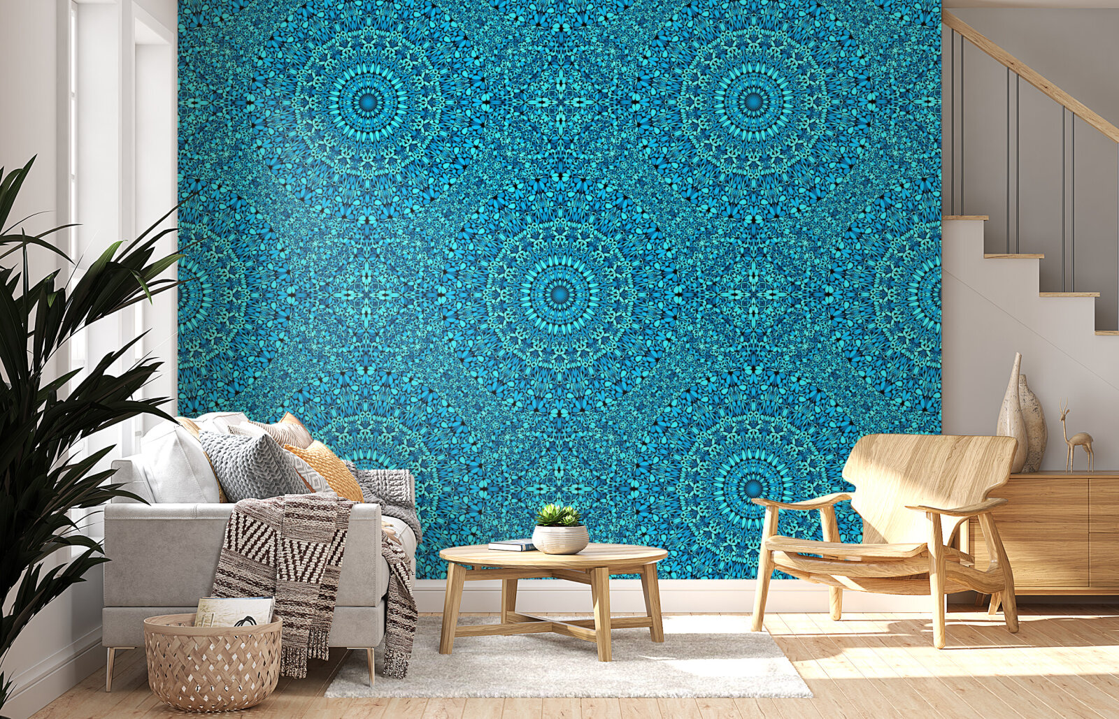 Floral Mandala In Blue
