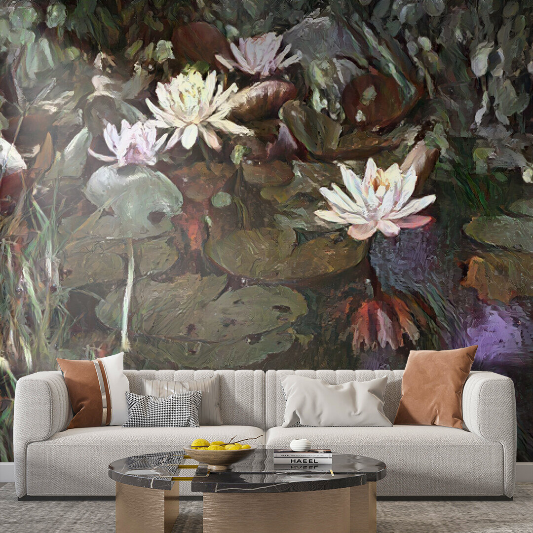 Lily Pads And Flowers Oil Painting