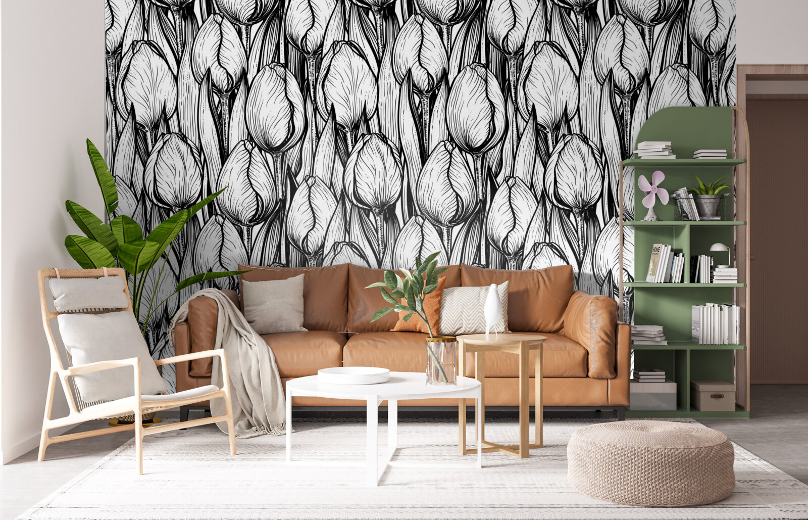Tulips in black and white