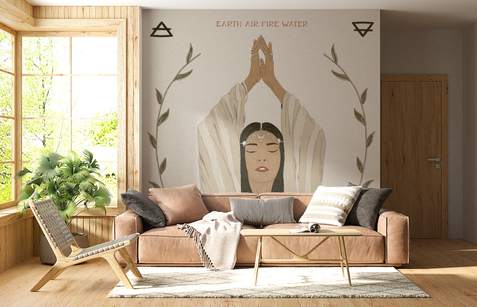 Earth Air Fire Water Boho Illustration