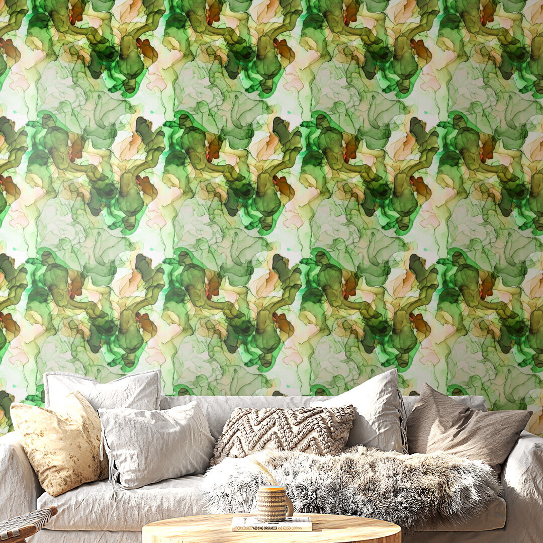 Alcohol Ink Art In Green And Yellow Hues
