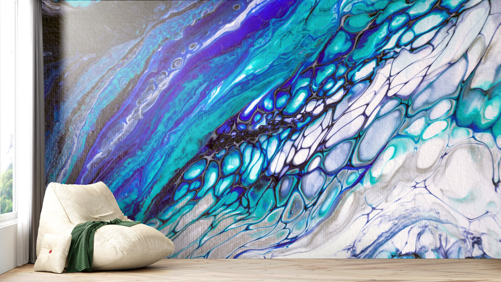Acrylic paint poured on canvas