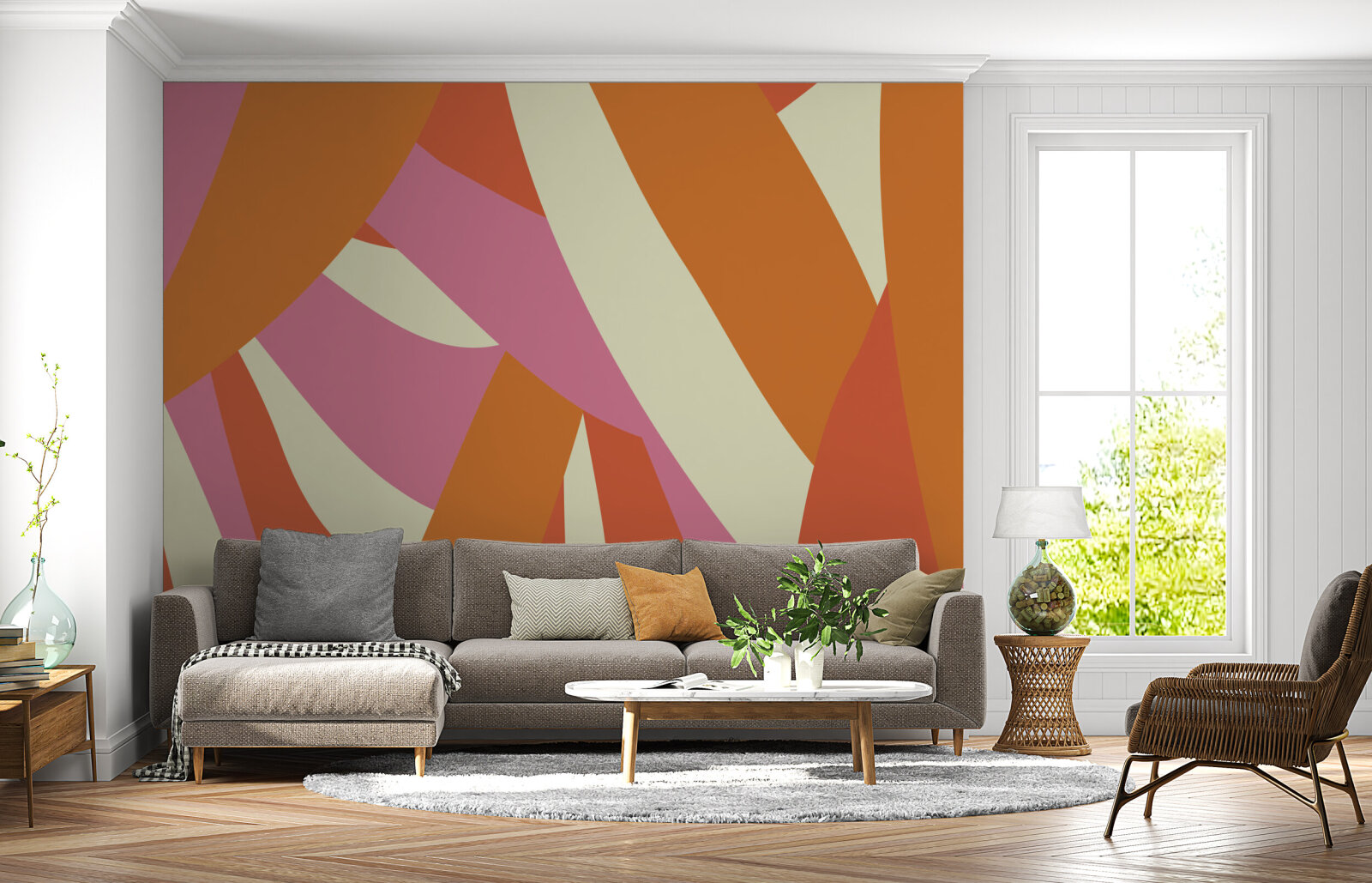Modern Swirls in Peach and Coral