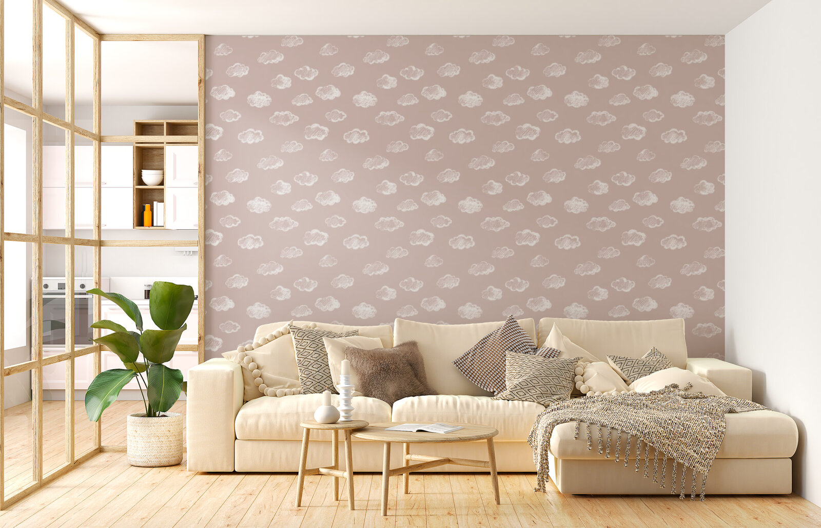 Whimsical Clouds on Rose