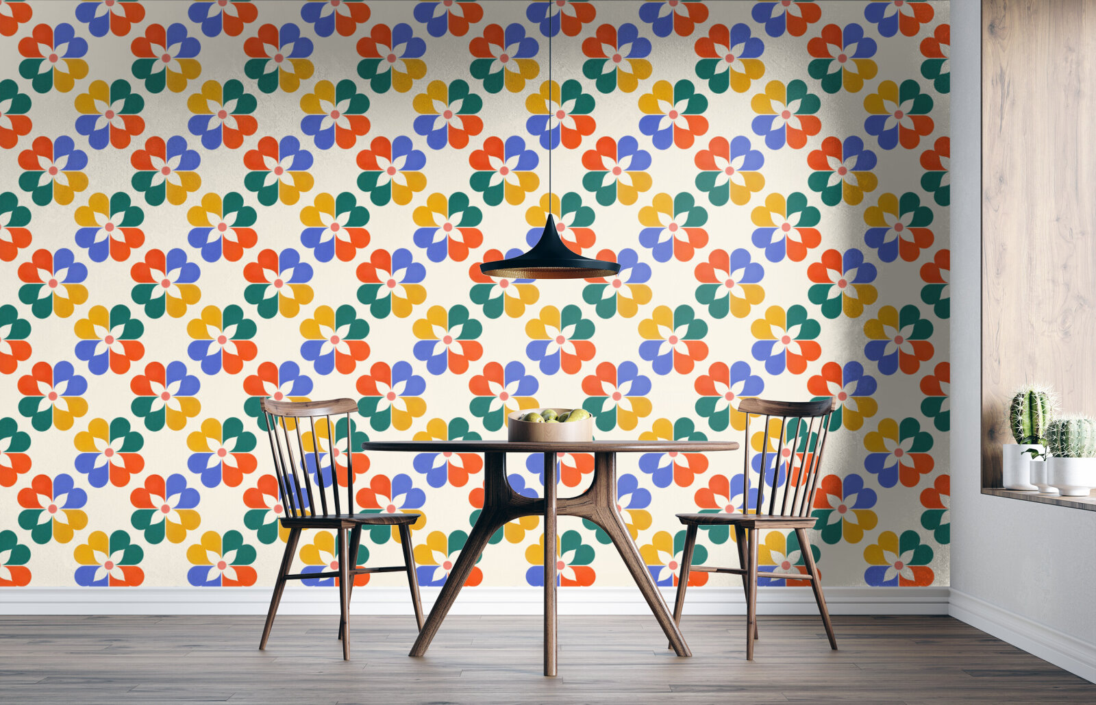 Colorful Geometric Flowers Pattern