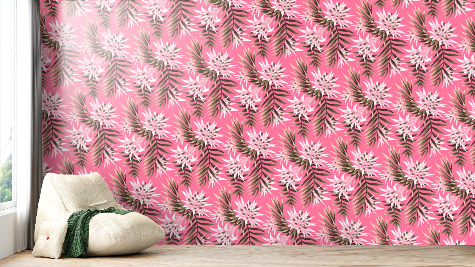 Fasciata Tropical Floral - Light Pink / Green