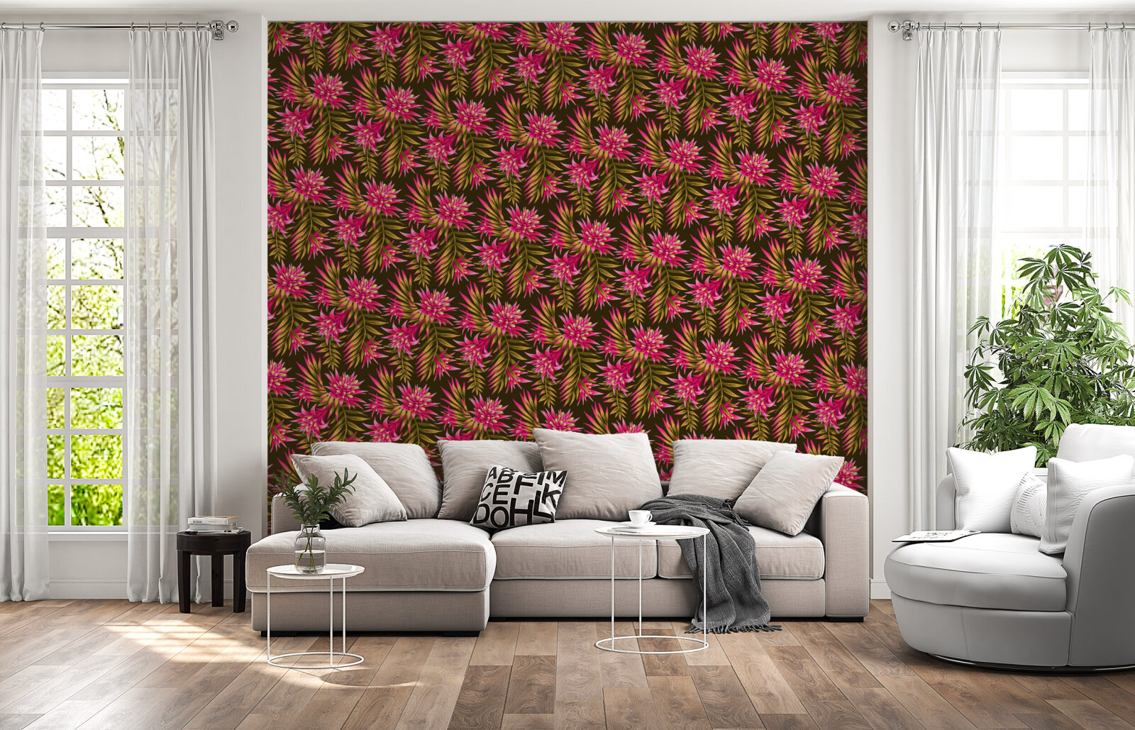 Fasciata Tropical Floral - Pink / Green
