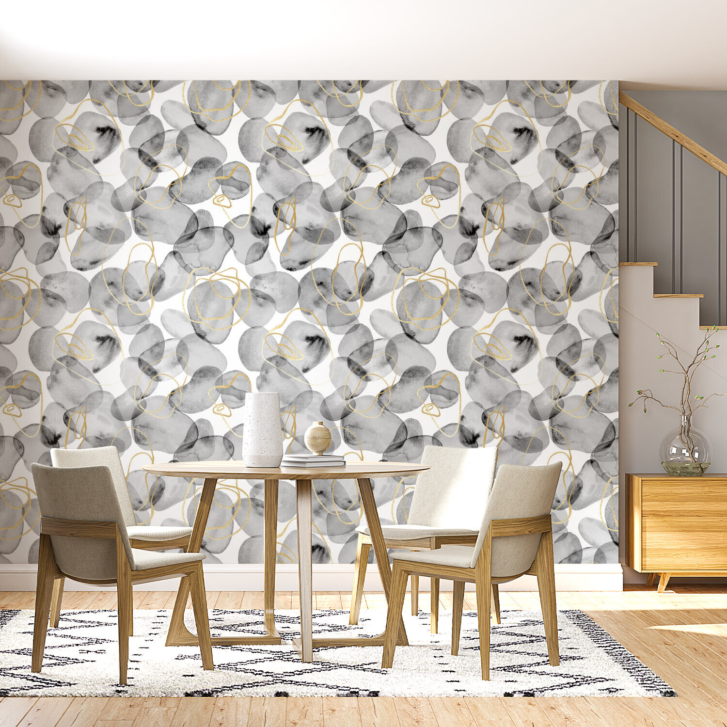 Golden Swirls on Grey