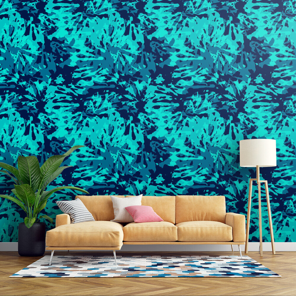 Tie dye navy blue and teal