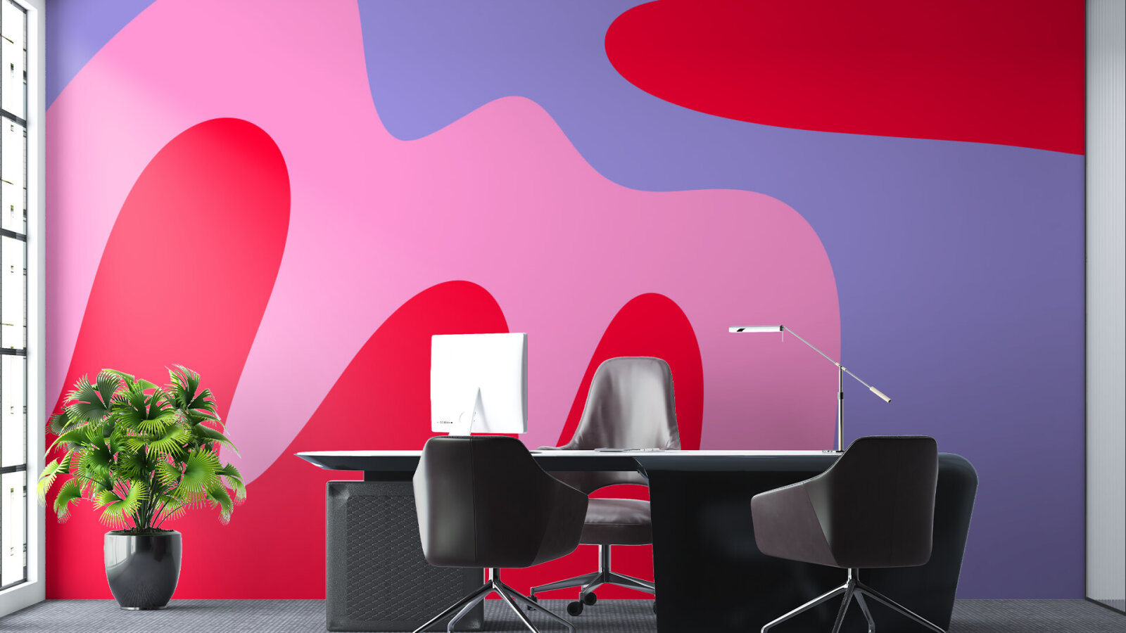 Abstract modern shapes pink purple red