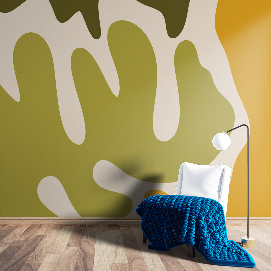 Abstract modern shapes sage and yellow