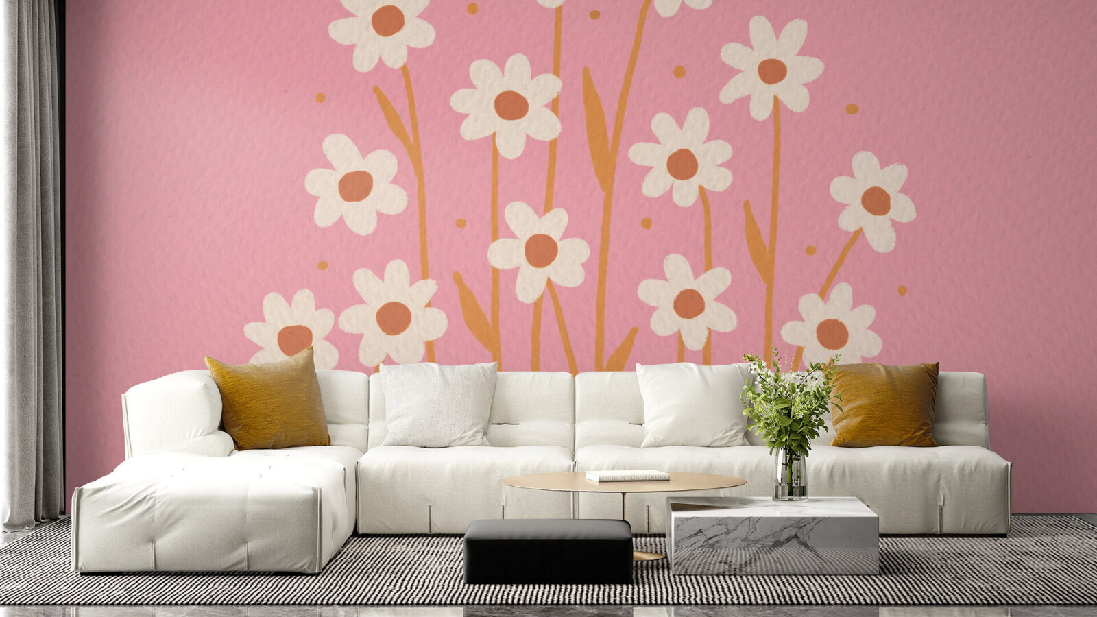 Simple daisies - pink and peach