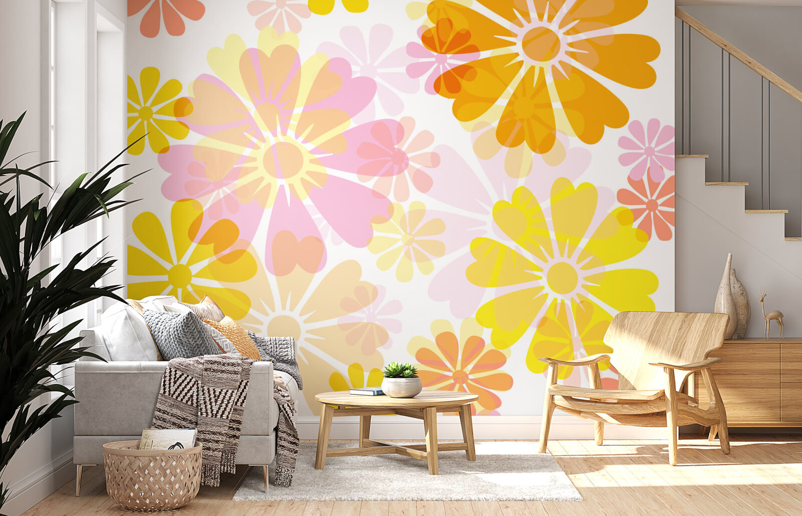 Pastel Retro summer flowers