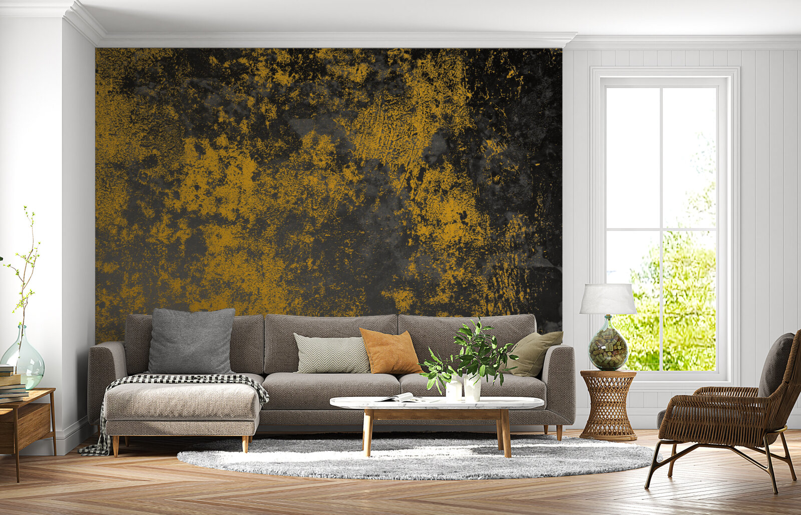 Concrete texture in yellow grey
