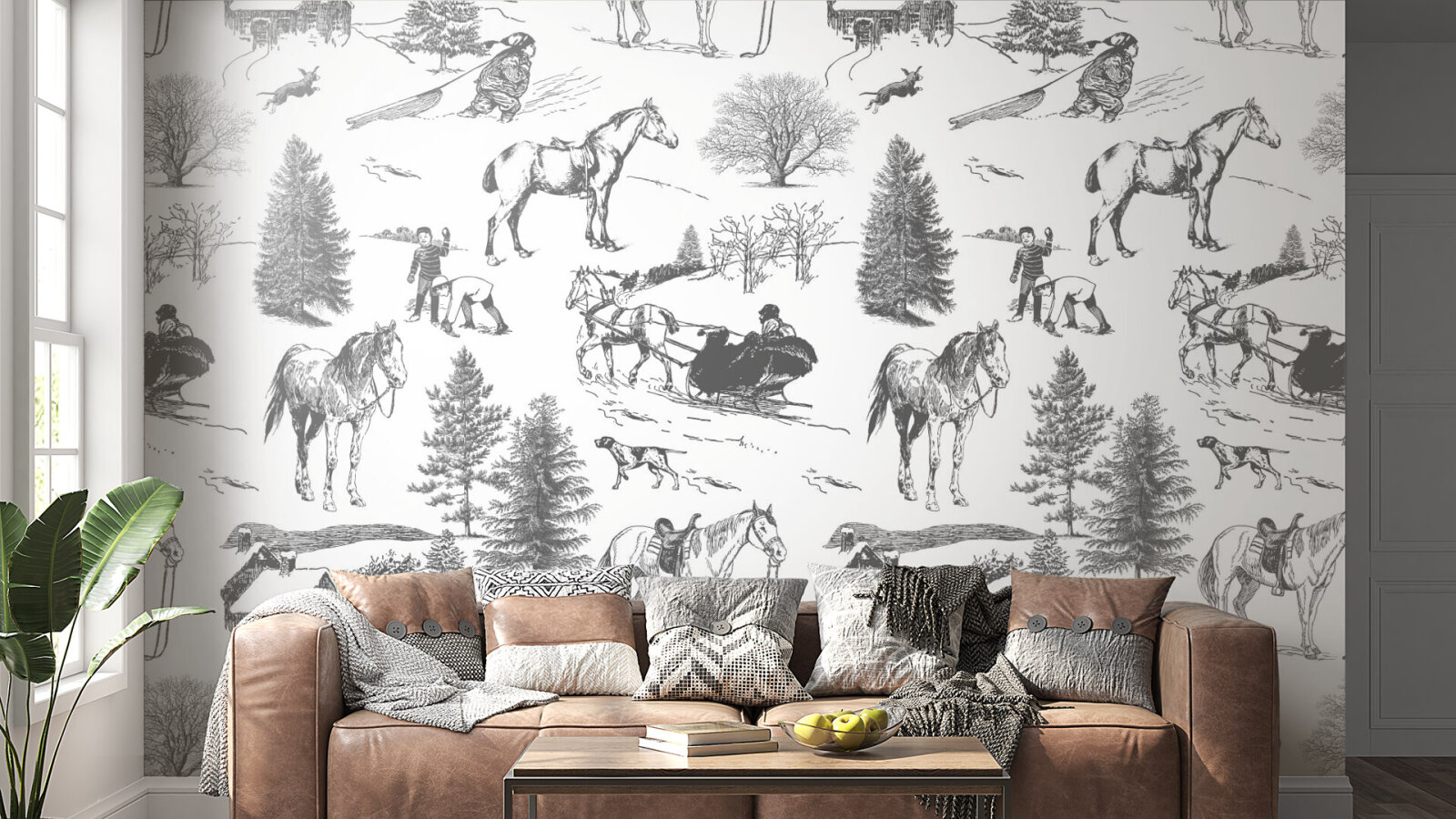 Cottagecore Winter scene with Horses