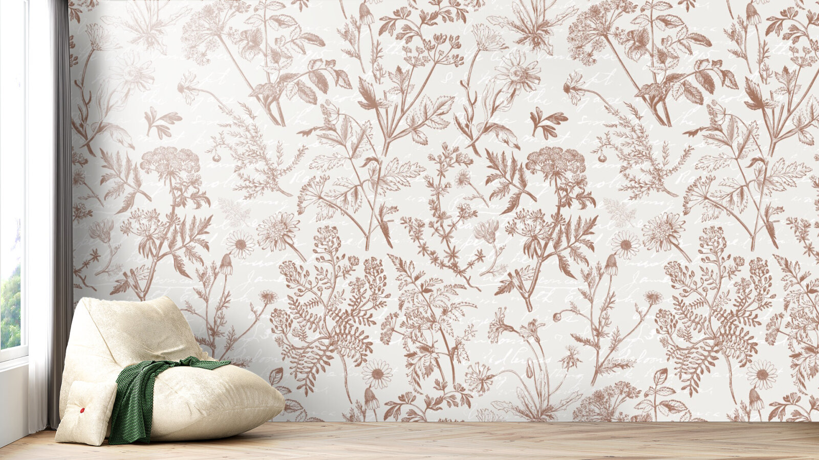 Rustic Meadow of Wildflowers - Mocha Mousse Brown