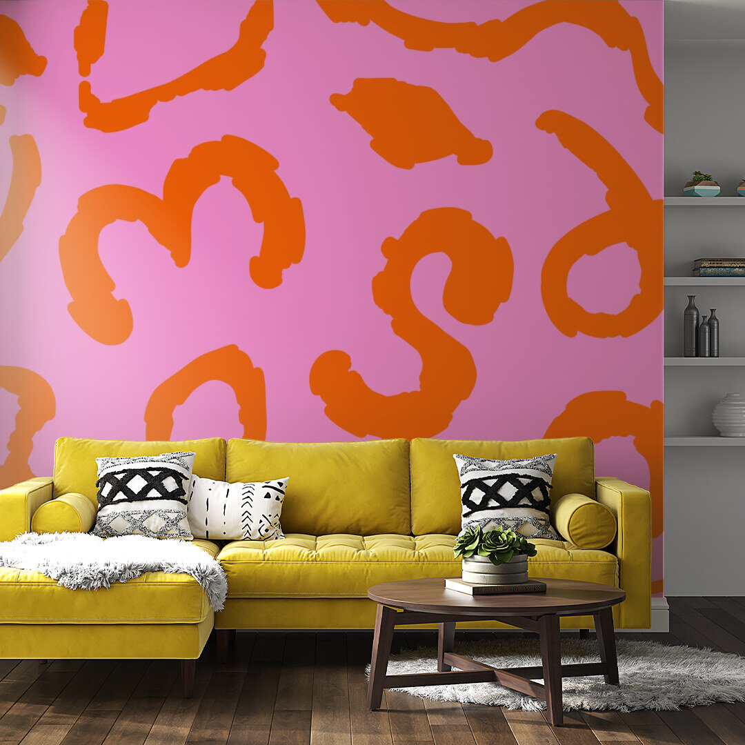 Coral Swirls on Pink