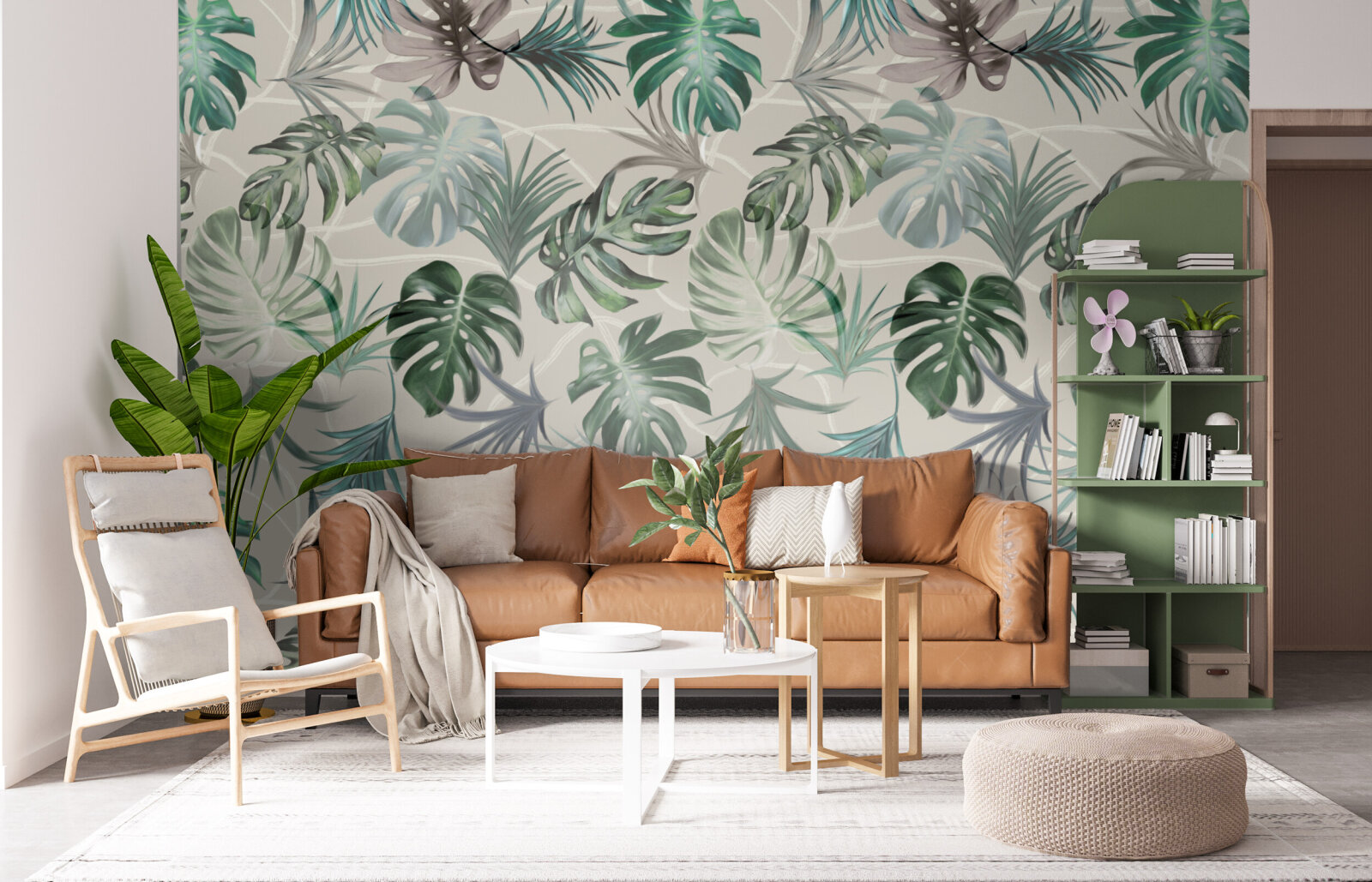 Tropical Serenity – Hand-Painted Botanical Wallpaper