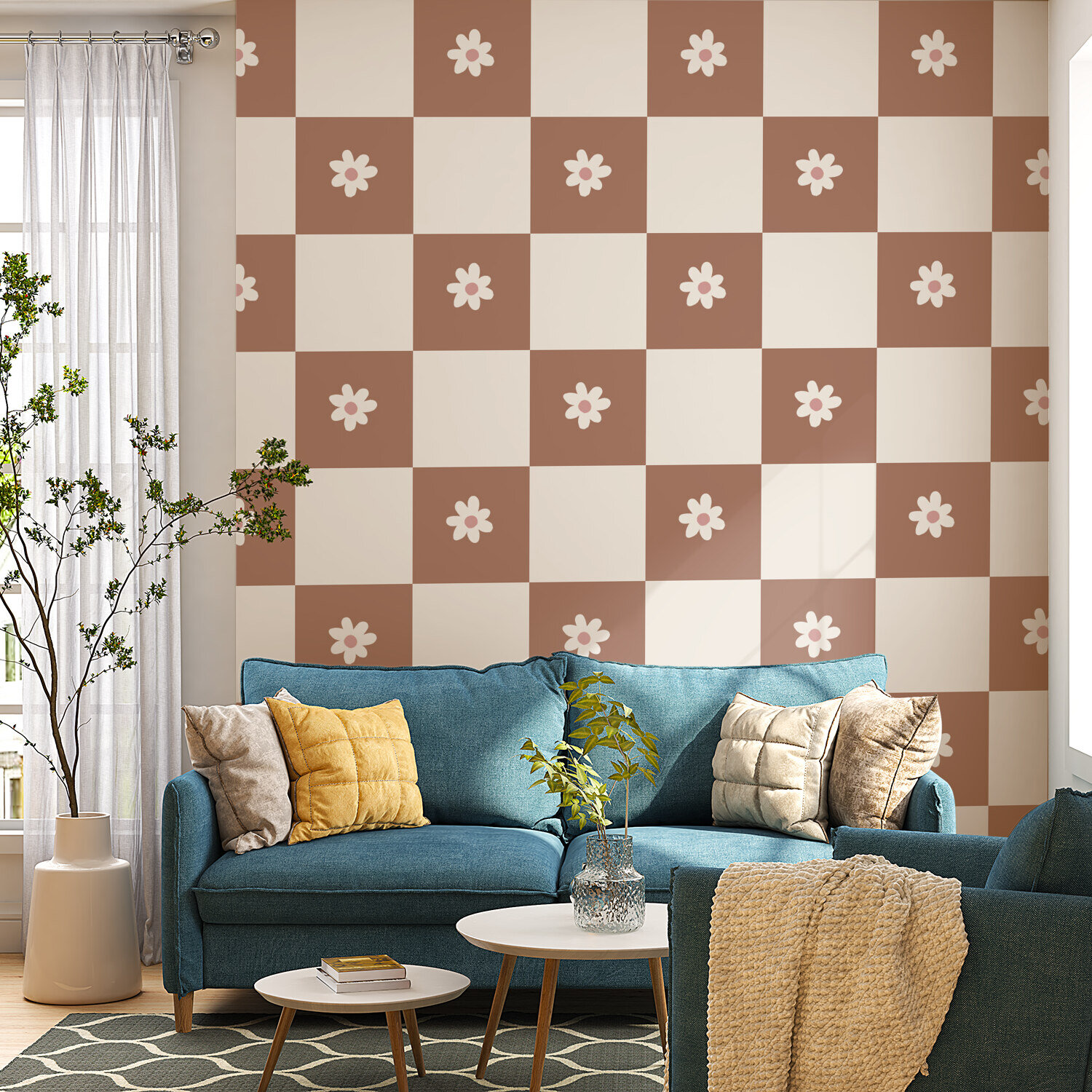 Daisy grid - mocha mousse