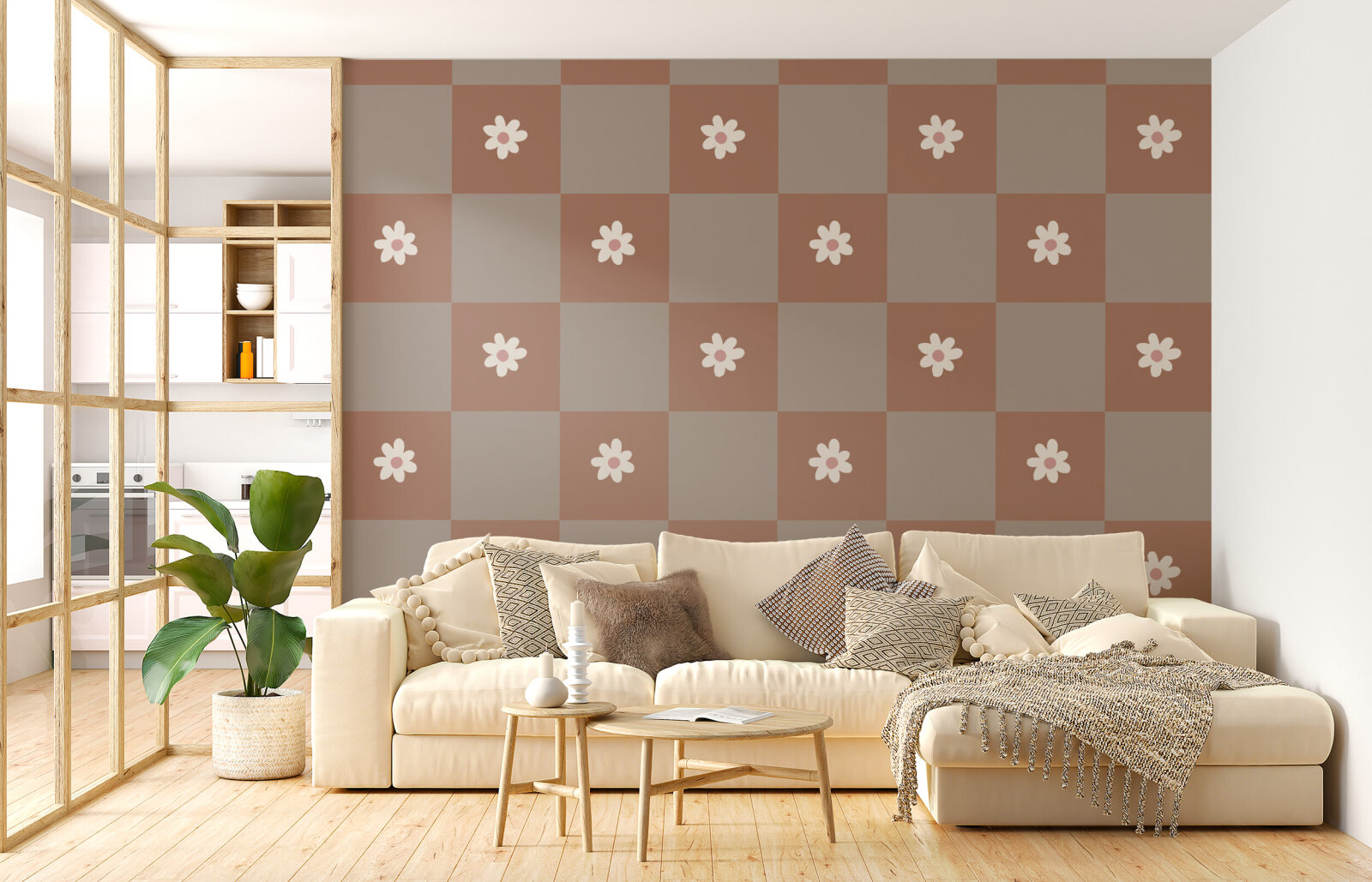 Daisy grid - brown