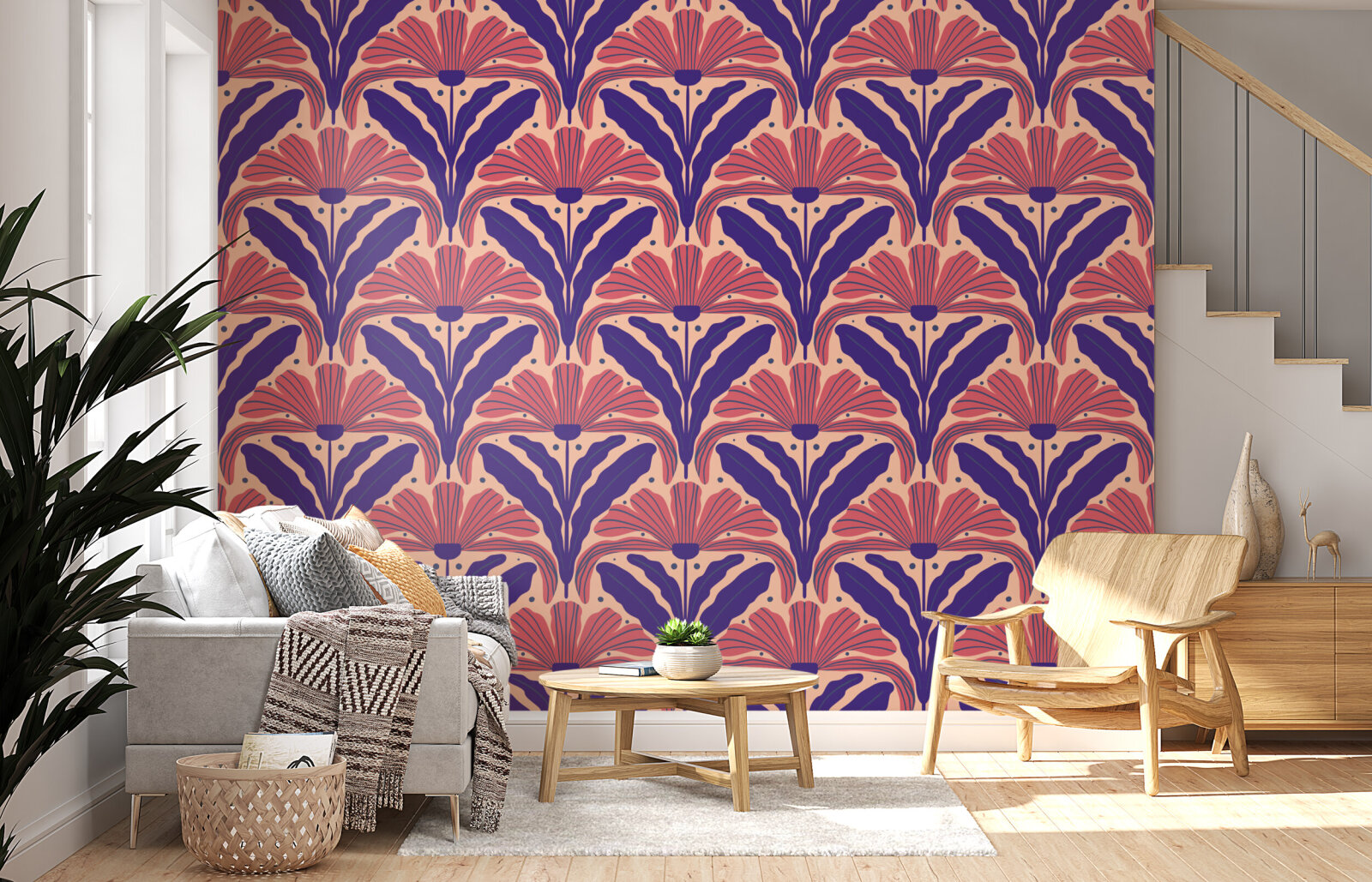 Modern Flowers - purple and brown