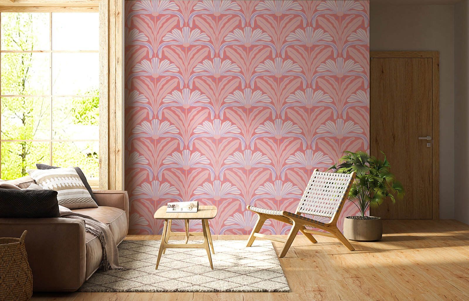 Modern flowers - pink and peach
